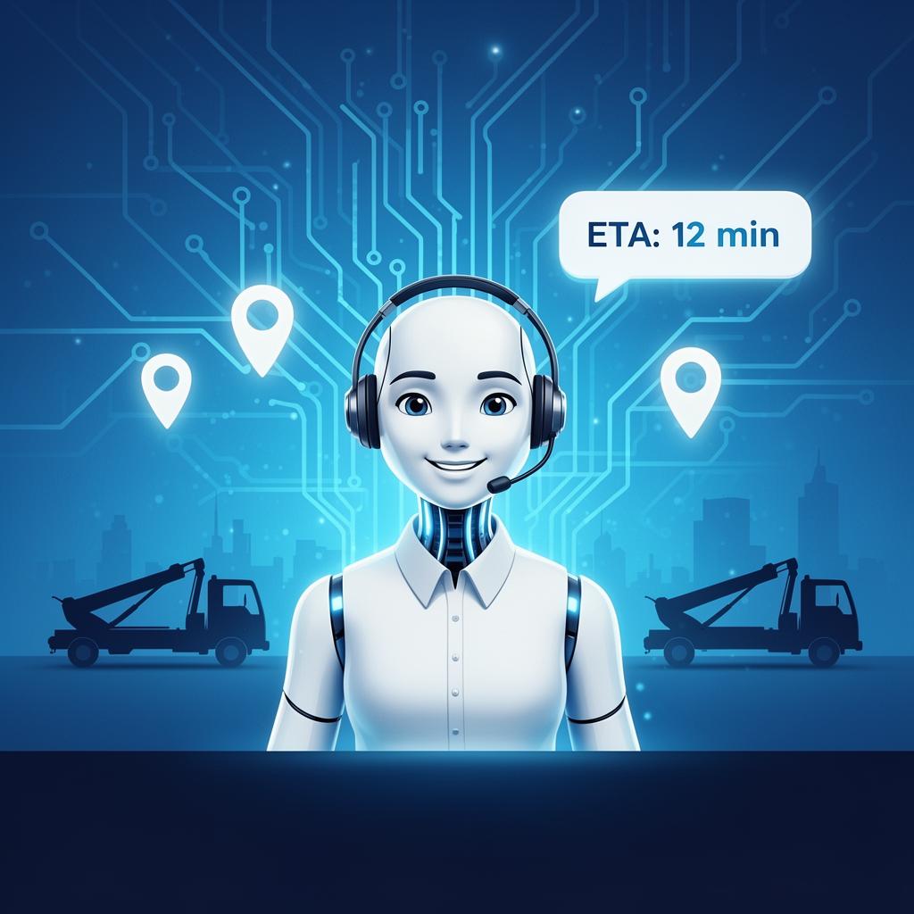 AI dispatch receptionist answering towing calls